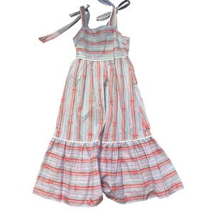 NWT Entro Multicolor Striped Dress with Bow Accents, Tie Strap Dress, Lined